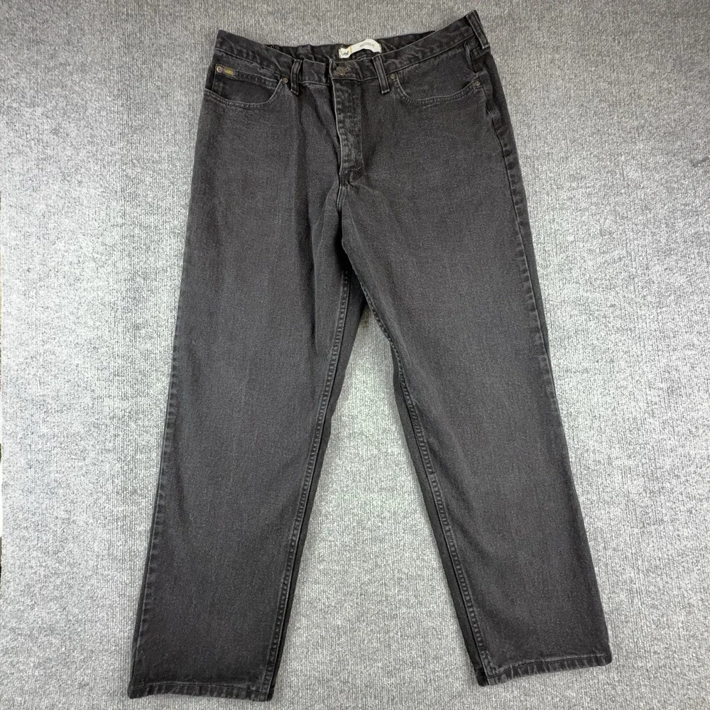 Lee Jeans Mens 40x31 Gray Relaxed Fit Straight Leg Charcoal Wash Denim Pants